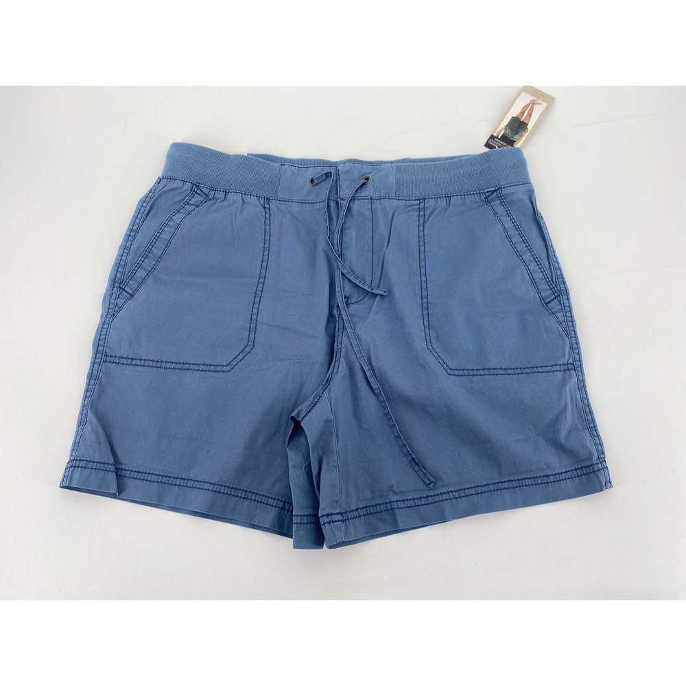 Khakis & Company Roll Up Shorts Womens 8 Blue Cotton Stretch Drawstring 31330